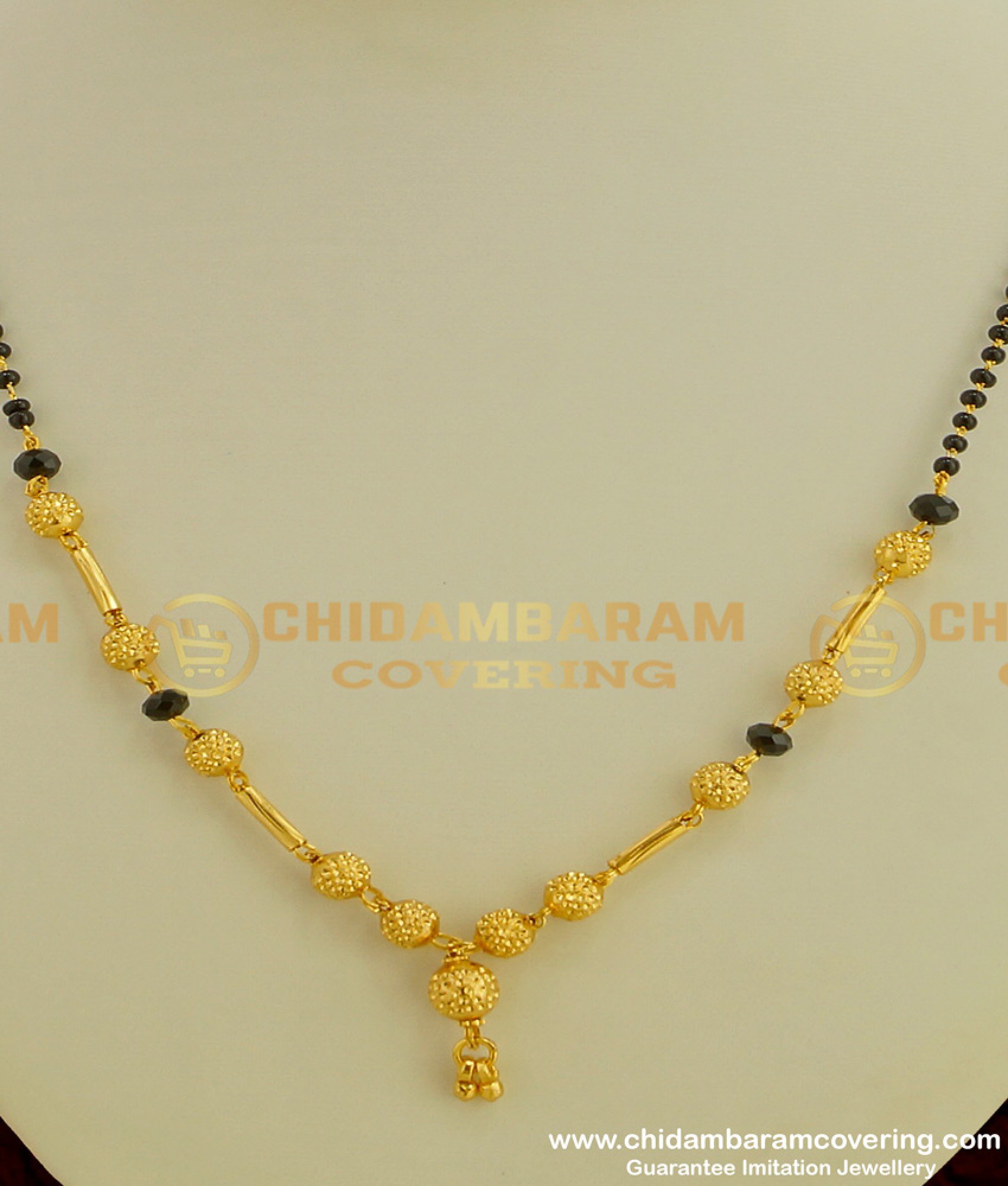 Buy New Design Simple Mangalsutra Design Black Crystal Karishma Chain ...