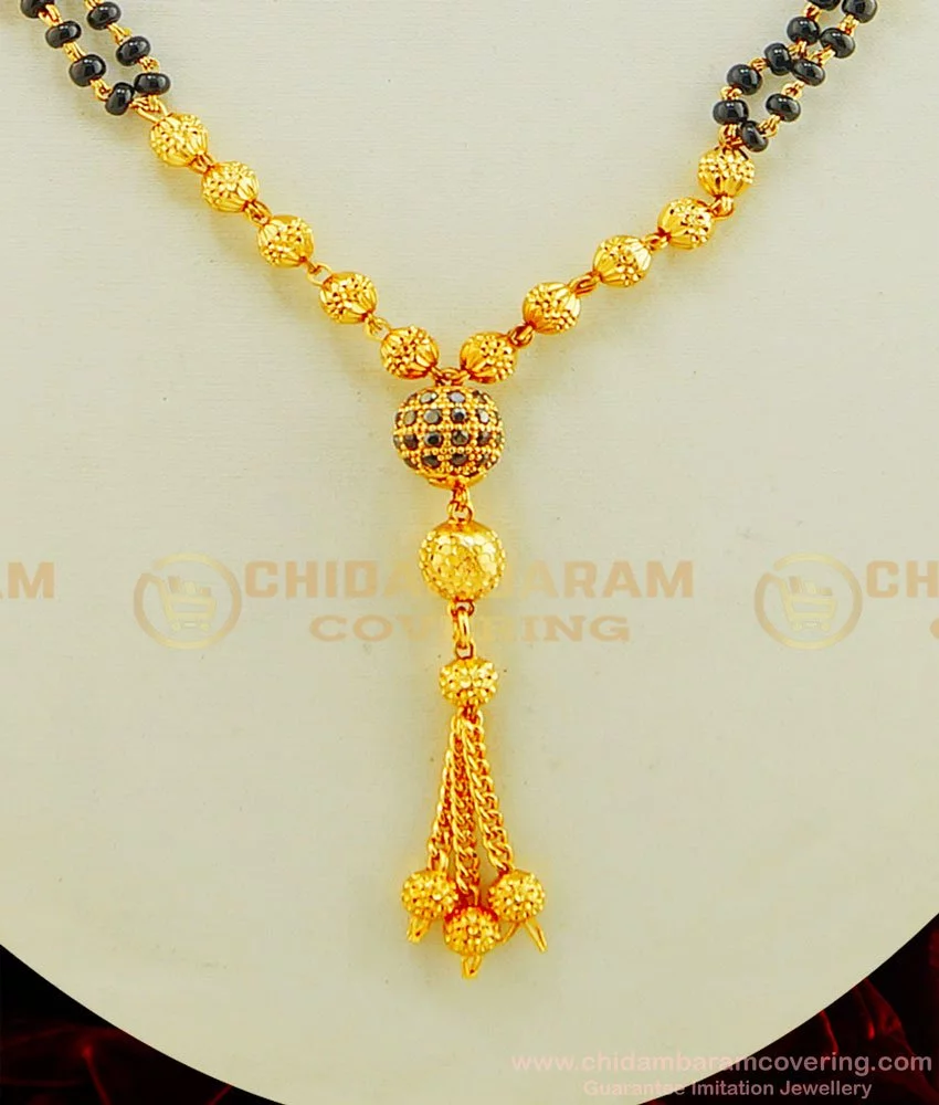 Buy Gold Hindu Mangalsutra Design Black Beaded Double Line ...