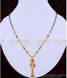 SHN065 - Gold Plated Light Weight Red Green Crystal Chain Mangalsutra for Women