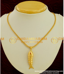 SCHN077 - Lucky Charm Big Size Gold Fish Pendant with Chain Guarantee Jewellery Online