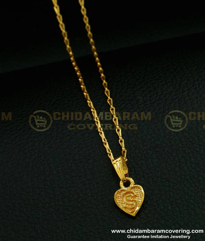 Buy One Gram Gold ‘S’ Letter Dollar with Thin Chain For Boys And Girls