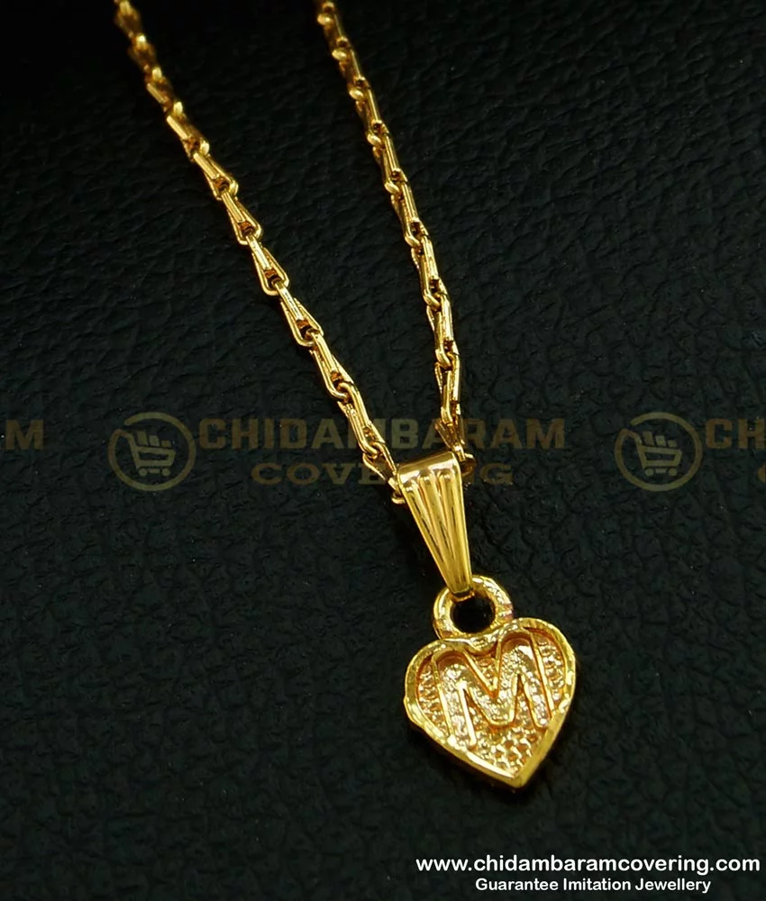 Letter M Pendant Necklace in Gold