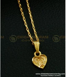 Buy One Gram Gold Heart Shape 'D' Letter Dollar with Short Chain