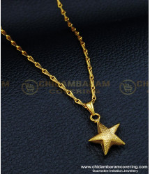 SCHN313 - One Gram Gold Cute Small Size Glitter Finish Star Pendant Daily Wear Chain  