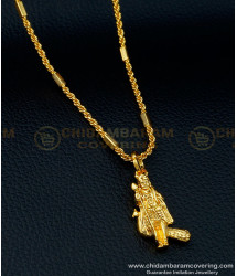 SCHN377 - Daily Wear Vel Murugan Pendant Designs with Short Chain 1 Gram Gold Jewellery