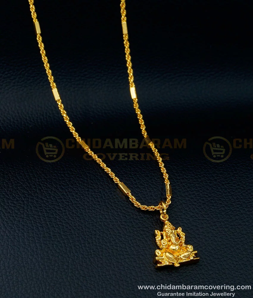 Buy 1 Gram Gold Plated Lord Ganesh Pendant Designs with Short Chain Online
