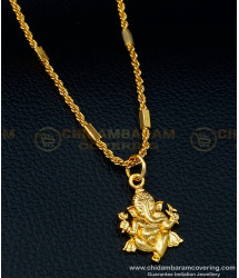 SCHN382 - 1 Gram Gold Lord Vinayagar Dollar Ganesha Pendant Gold Designs with Chain 