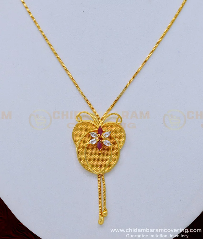 SCHN400 - Unique One Gram Gold Short Chain with Love Symbol Love Pendant  for Wife