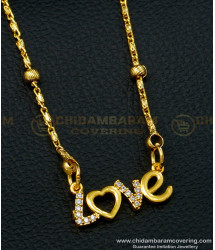 SCHN400 - Unique One Gram Gold Short Chain with Love Symbol Love Pendant for Wife