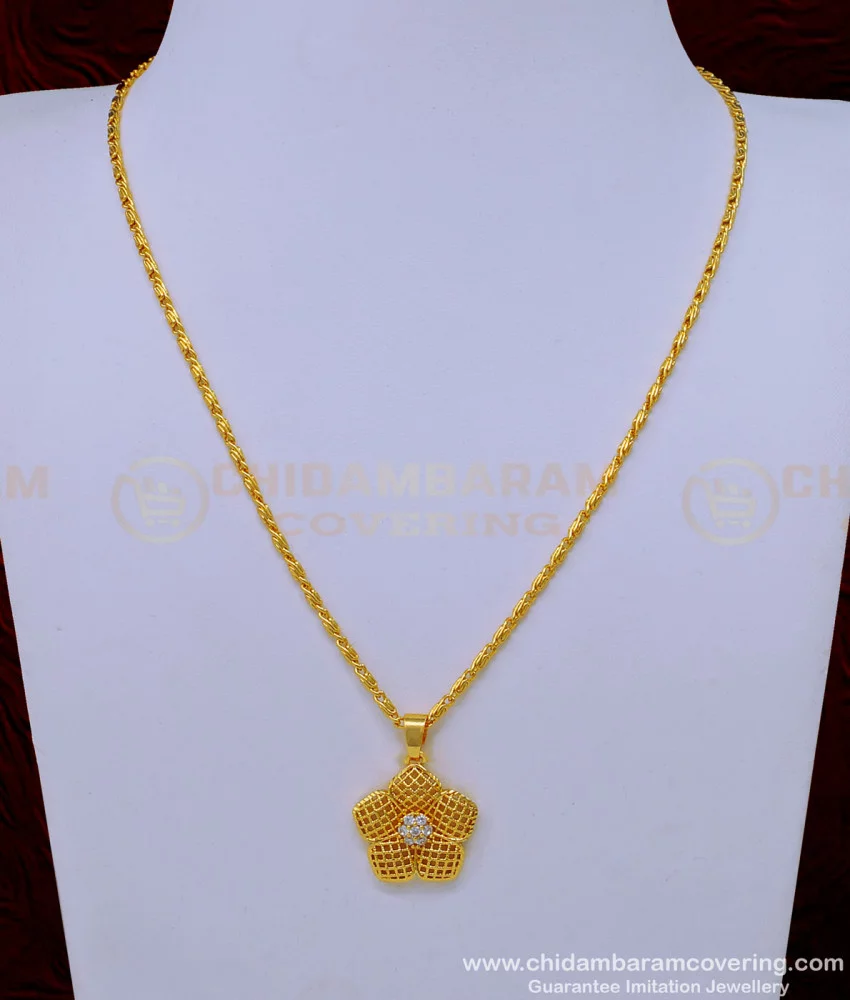 Buy Chidambaram Covering Gold Chain Design with White Stone