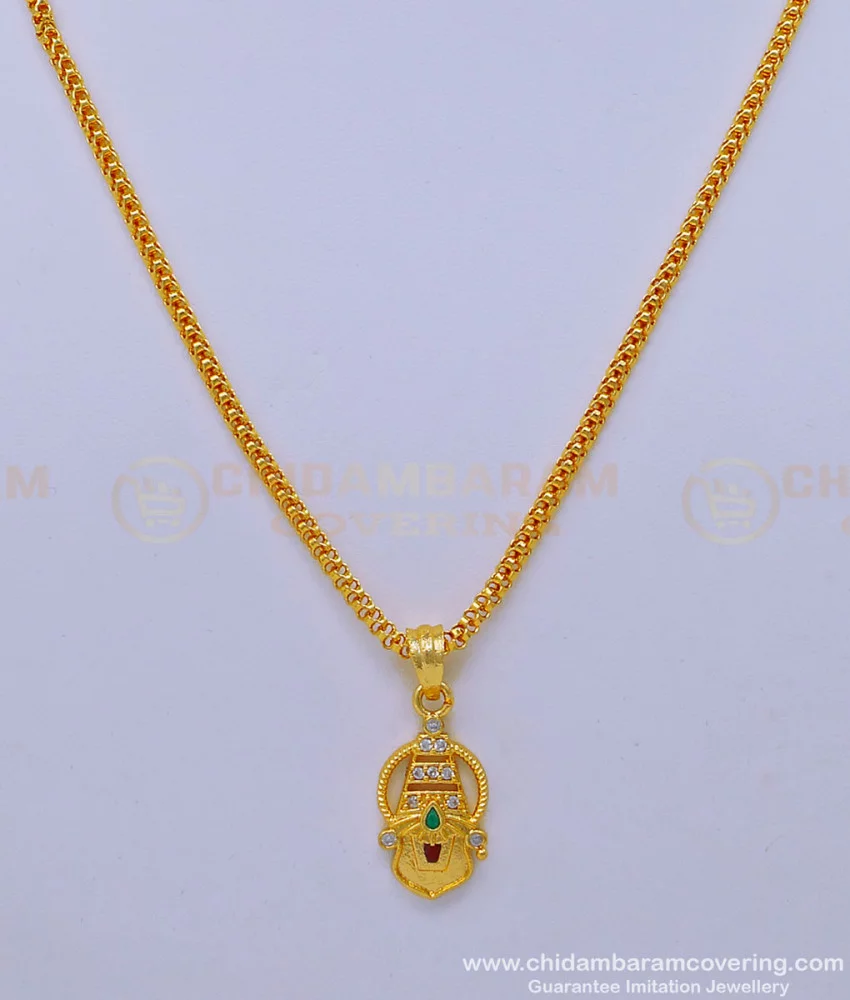 Buy One Gram Gold Short Chain with White Stone Tirupati Balaji Gold ...