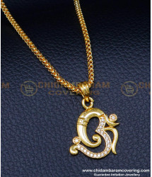 SCHN468 - 1 Gram Gold Plated Chain with Unique Om Pendant Design