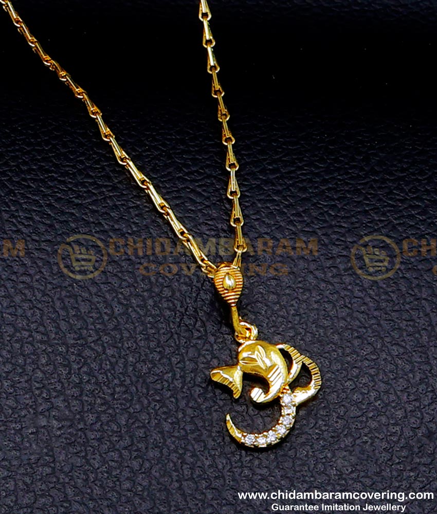 Ganesh Pendant, ganpati pendant, Gold Plated Chain with Guarantee, Women gold plated chain with pendant, 1 gram Gold Plated Chain, 1gm Gold Plated jewellery online, Short Chain with pendant designs, Gold plated jewellery with guarantee, Gold Dollar Chain Designs for Female, 1 Gram Gold covering Chai