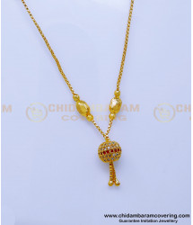 SCHN499 - Trendy Stone Gold Ball Pendant Designs with Short Chain