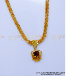 SCHN502 - 1 Gram Gold Single Stone Pendant Necklace for Woman