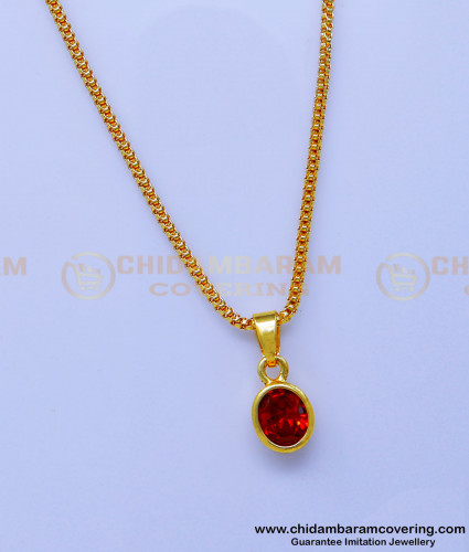 SCHN506 - Latest One Stone Pendant Design with Chain for Girls