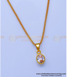 SCHN507 - Elegant White Stone Locket Gold Chain Designs for Ladies