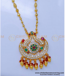 SCHN510 - Latest Peacock Design Ad Stone Pendant Chain for Women