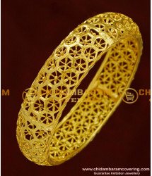 BNG165 - 2.6 Size 1 Gram Gold Party Wear Broad Single Piece Designer Bangle Collection Online 