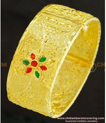 BNG245 -2.6 Size High Quality Enamel Forming Gold Plated Kada Screw Open Single Bangle Online