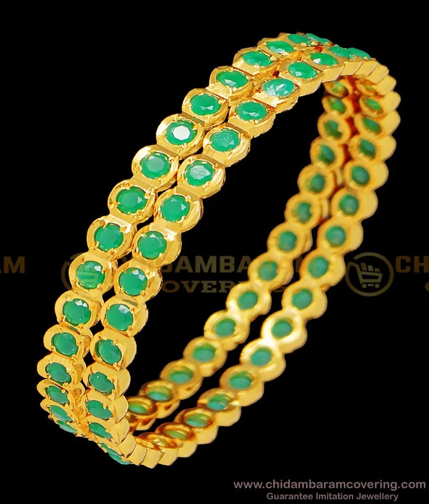 Buy Traditional Impon First Quality Full Green Emerald Stone Gold ...