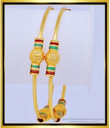 BNG425 - 2.10 Size South Indian Kambi Bangles Enamel Design One Gram Gold Plated Bangles