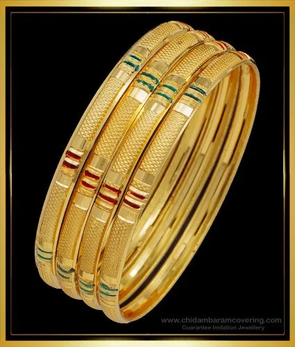 Slim gold bangles on sale design