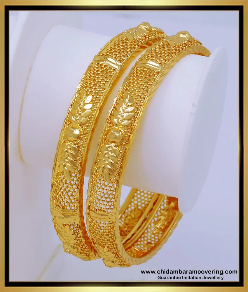 Buy New Model Net Pattern Flower Model 1 Gram Gold Bangles for Women