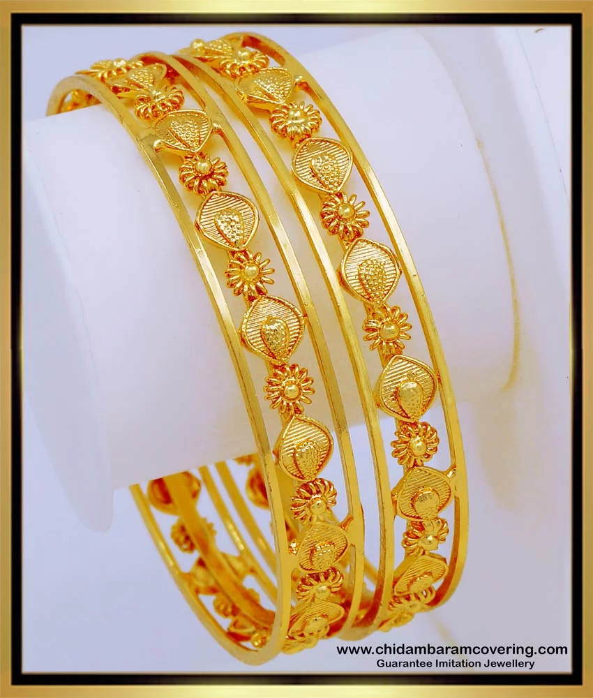 Kappu Valayal New Models Smooth One Gram Gold Plated Bangles Daily Wear  B24335