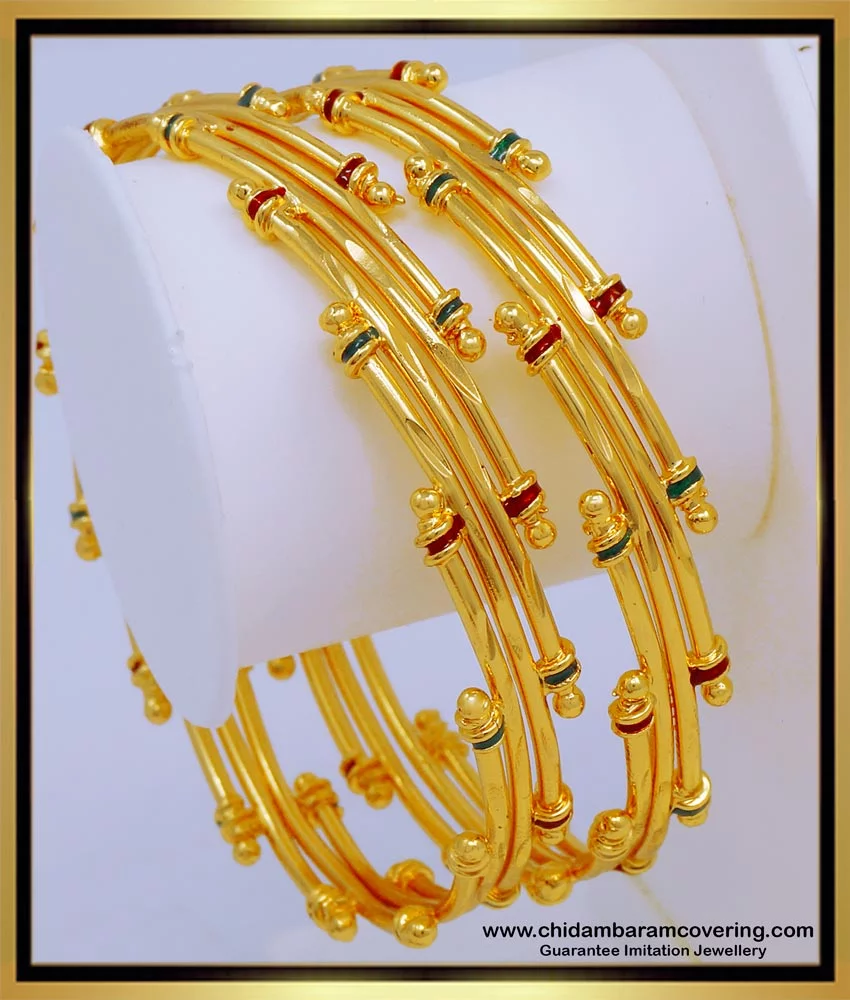 Buy Pure Gold Plated Enamel Gold Bangles Design for Women