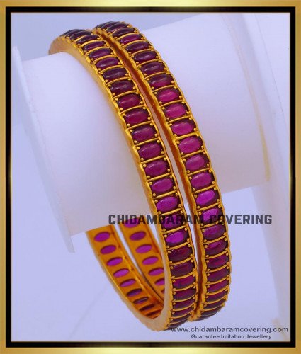 BNG693 -2.6 Size Beautiful Ruby Kemp Temple Bangles Set Buy Online