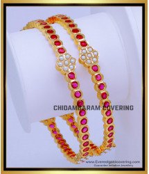 BNG781 - 2.6 Beautiful Ruby Stone Impon Bangles Online Shopping