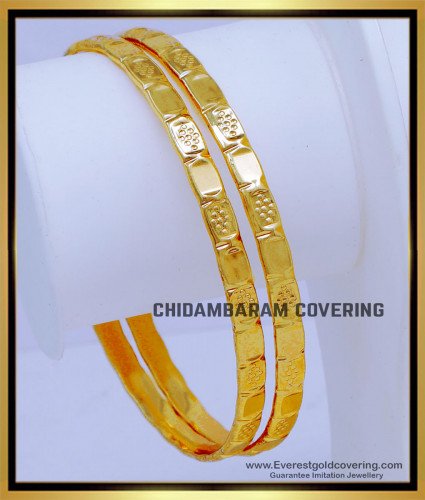 BNG826 - 2.10 Gold Design Gold Plated Daily Use Pure Impon Bangles