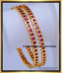 BNG834 - 2.8 Wedding Jewellery Ruby Stone Gold Impon Stone Bangles
