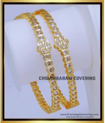BNG836 - 2.6 Latest Gold Design White Stone Pure Impon Bangles