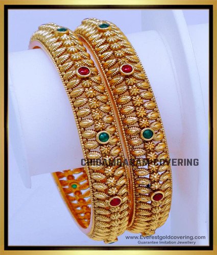 BNG842 -2.8 Latest Antique Bangles Gold Design for Wedding