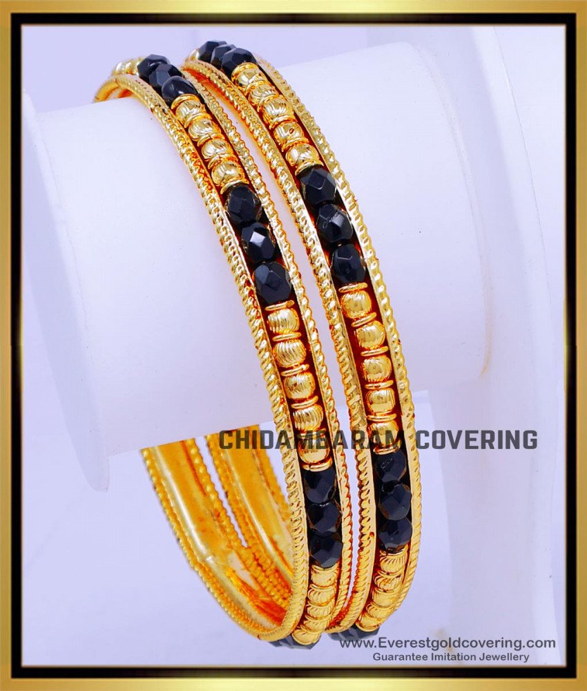 chidambaram gold covering, black beads bangles, latest gold bangles,kale mani bangles, karukamani valaiyal, coveirng bangles, Bangles design Gold, Gold bangles latest design, bangles design gold, bangles for women, fancy bangles online shopping, gold plated bangles