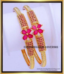 BNG853 - 2.6 New Model Ruby Stone Covering Bangles Online Shopping