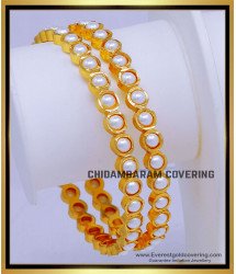 BNG865 - 2.6 Beautiful Latest Collection Gold Design Pearl Bangles