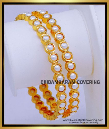 BNG865 - 2.6 Beautiful Latest Collection Gold Design Pearl Bangles