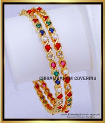 BNG866 - 2.6 Latest Panchaloha Thin Navaratna Bangles for Women