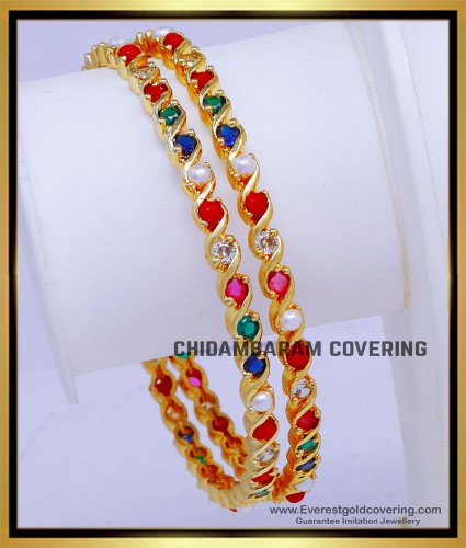 BNG866 - 2.6 Latest Panchaloha Thin Navaratna Bangles for Women