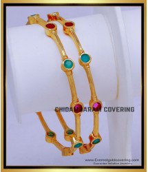 BNG867 - 2.6 Simple Daily Wear Gold Plated Stone Bangles Designs