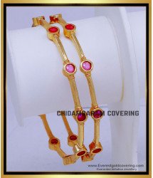 BNG868 - 2.8 Elegant Gold Plated Ruby Stone Bangles Gold Designs