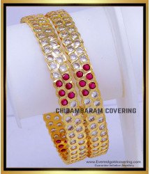 BNG872 - 2.6 Best Quality Bridal Wear Gold Look Impon Stone Bangles