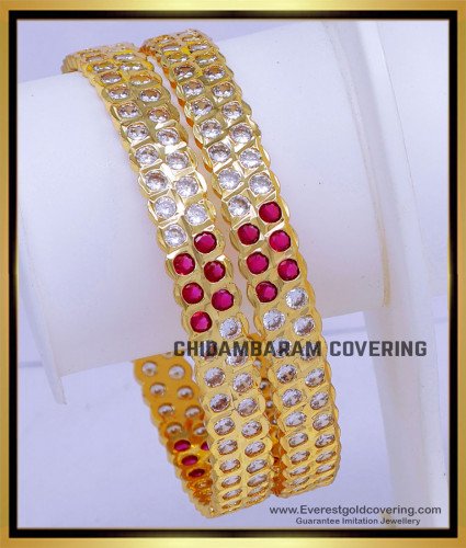 BNG872 - 2.8 Best Quality Bridal Wear Gold Look Impon Stone Bangles