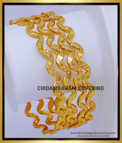 BNG874 - 2.6 Traditional Gold Model Zig-Zag Bangles for Daily Use