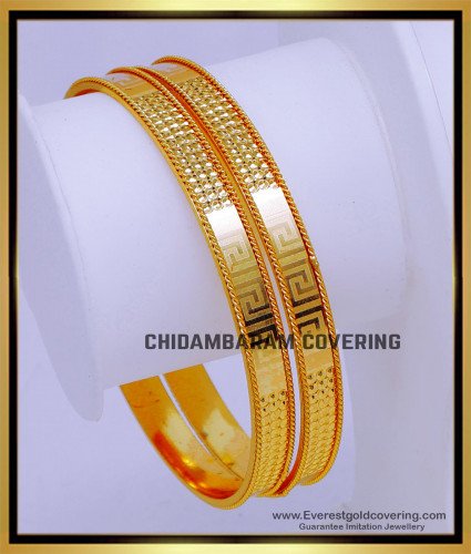 BNG878 - 2.6 Elegant Simple One Gram Gold Fancy Bangles Design