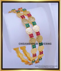 BNG884 - 2.6 Trendy Lakshmi with Ruby Emerald Bridal Bangles Set