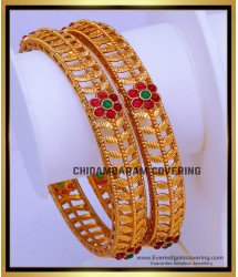 BNG891 - 2.6 New Ruby Emerald Antique Temple Bangles for Women